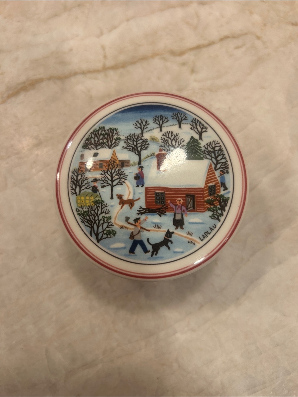 Villeroy & Boch Depuis 1748 LAPLAU Luxembourg Trinket Box Round Naïf Christmas